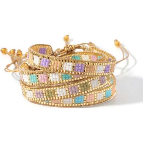 Rttooas Miyuki Rice Bead Bracelet Rainbow Hit Color Female Simple Atmosphere Bohemian Art Jewelry Handmade Beaded Gift Wholesale