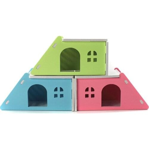 Cute Wood Hamster House Viewing Deck Ladder Hamster House Pets Rat Mouse Hut Nest Pet Sleeping Log Cabin Animal Pet Nest