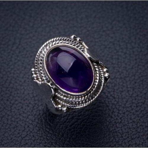 StarGems Natural Amethyst Handmade 925 Sterling Silver Ring 6 E2701