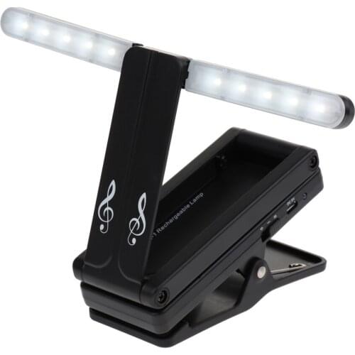 LED Clip-On Orchestra Music Stand Piano with Adapter Rechargeable Light 7.68x0.55inch