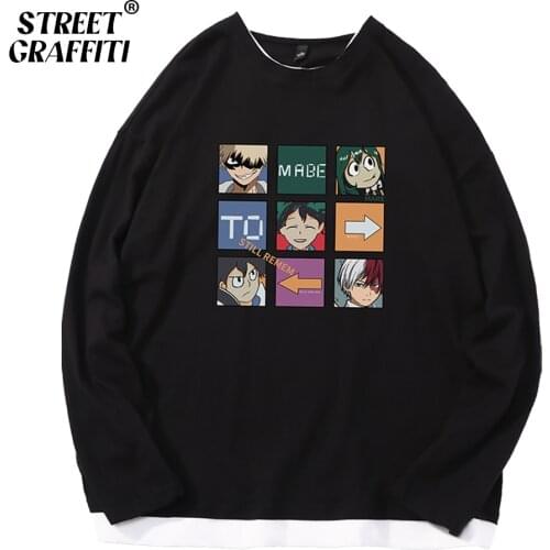 Mens Casual Sweatshirts Hoodie Harajuku Vintage Japanese Style Anime Hip Hop Creativity Streetwear Male 2021 Cotton Pullover