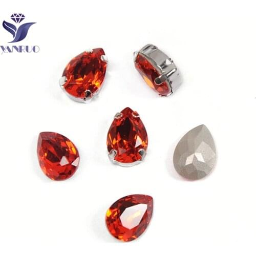 YANRUO 4320 Drop Hyacinth All for needlework And Decoration Sewn Rhinestones Glass Claws Pointback K9 Crystal For Clothing