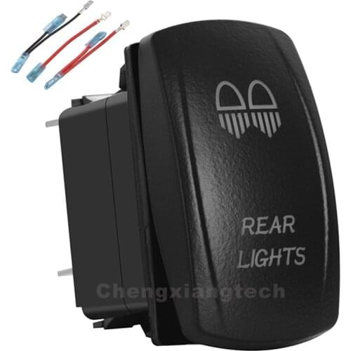 Rear Light Green Led 12v/24v Toggle Rocker Push Switch 5 Pins SPST ON/OFF For Car Boat Truck Waterproof + Jumper Wires Set