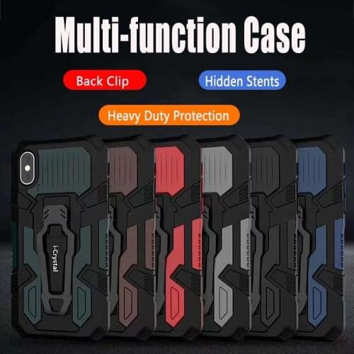 Multi-function Back Clip Heavy Duty Protect Phone Case for iPhone12 11Pro XR XSMAX 6S 7 8Plus X,Airbags Cases with Hidden Stents