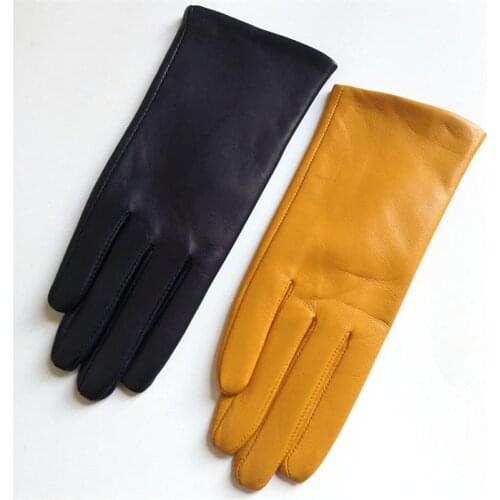 Womens Gloves Fashion Simple Basic Style Imported Lambskin Genuine Leather Ladies Gloves For Driving Touch Screen DZZP03