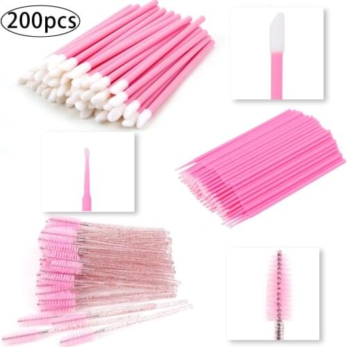 200Pcs Eyelash Brushes Disposable Cotton Swab Micro Eyebrow Lip Eyelash Extension Mascara Wands Applicator Lash Makeup Brushes