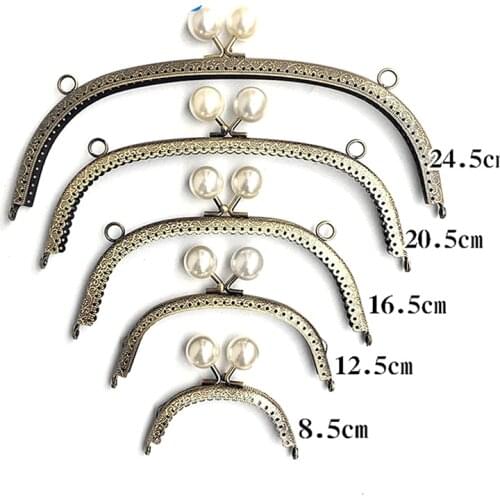 4Sizes Pearl Ball Purse Frame Accessory DIY Coin Bag Making Antique Bronze Metal Clasp With Platic Kiss