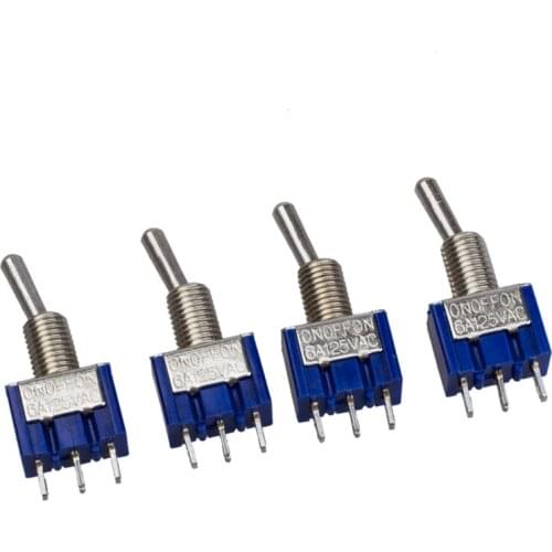 4 Pcs AC 125V 6A 3 Pin SPDT On/Off/On 3 Position Mini Toggle Switch Blue