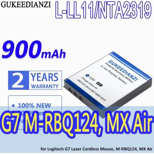 GUKEEDIANZI High Capacity Battery L-LL11/NTA2319 900mAh for Logitech G7 Laser Cordless Mouse, M-RBQ124, MX Air Bateria