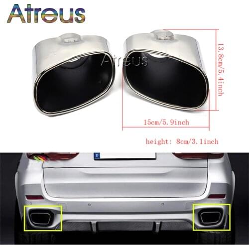 Atreus 1pair Stainless Steel Chrome Car Exhaust Tips Muffler Pipe Tailpipe Cover For BMW X5 E70 E53 Accessories 2000-2016