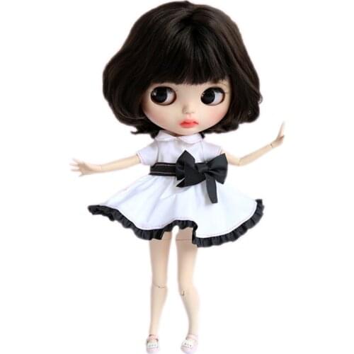 1/6 BJD Clothes Fashion Bowknot White Leather Princess Tutu Dresses for Blythe Doll Clothes Outfits Blyth Ballet Accessories Toy