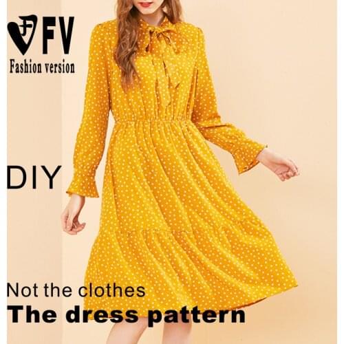 Making clothing pattern cutting diagram womens lotus leaf sleeve dress 1:1 physical pattern BLQ-525