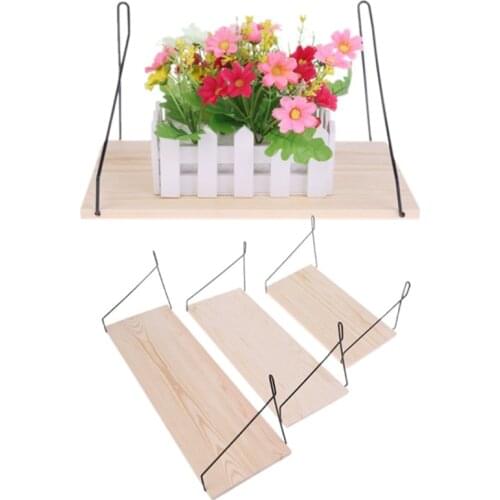 1 Set Wooden Wall Mounted Book Shelf Flower Pot Storage Rack Shelves Hanging Holder Household Home Decor