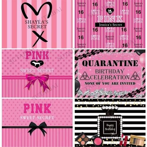 France Paris Secret Backdrops Pink Heart Perfume Women Girl Party Banners Happy Birthday Adult Stripe Wallpapers Decor