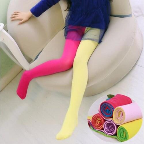 Candy Color Mixed Tights for girls Patchwork Baby Girl Stretch Trouser Skinny Pants Kids Dance Tights Pantyhose Stocking