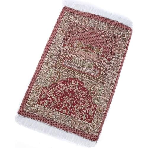 Muslim Cotton Prayer Mat Ethnic Circle Square Patterns Carpet Blanket with Fringe Tassel Lightweight Portable Islamic Rug Y1QB