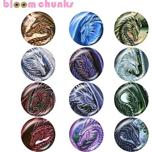 Birthstone Zodiac Dragon mixed 12mm/18mm/20mm/25mm Round photo glass cabochon demo flat back Making findings Z1909