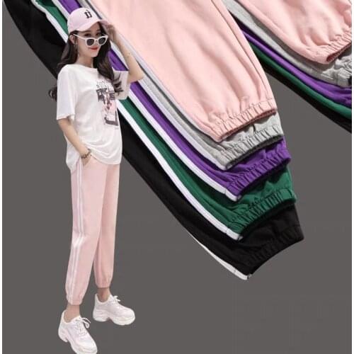 Pregnant Blend Side Stripe Leggings Casual Harem Maternity High Waist Trousers Nursing Adjustable Belly Women Sportswear Pants