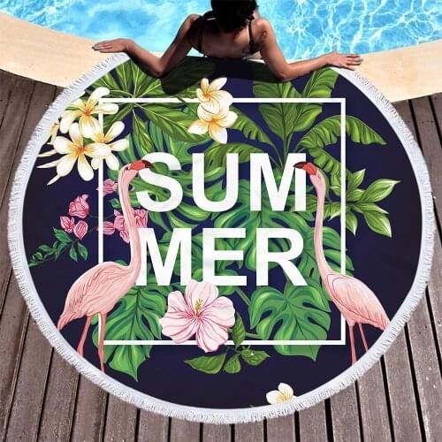 Summer Round Beach Towels flamingo Circle Bath Shower Towel Microfibre Yoga Mat Blanket toalla playa