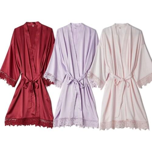 Matt Satin Lace Robe Satin Robe Bride Robe Bridesmaid Robes Bridal Robe Women Wedding Robe Bathrobe White Robes
