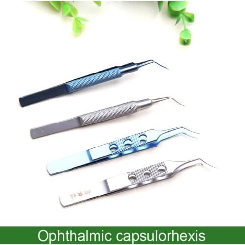 Stainless steel flat handle Microscopic 11cm capsulorhexis forceps Titanium alloy round handle Micro tweezers Microscope