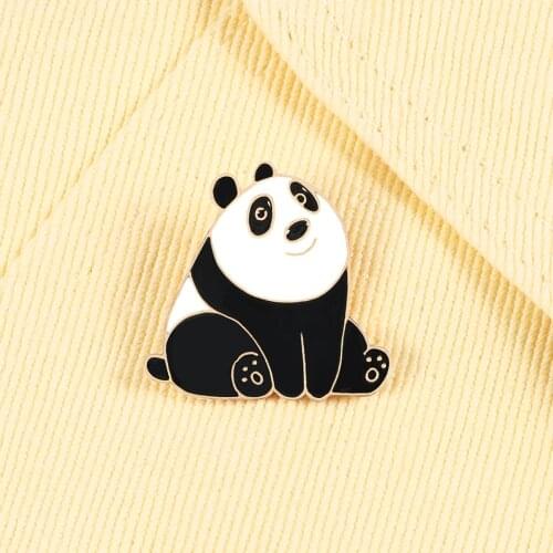 Cartoon Cute Panda Brooch Metal Enamel Pin Lovely Animal Badges Brooches Denim Clothes Lapel Pin Backpack Jewelry Gift For Kids