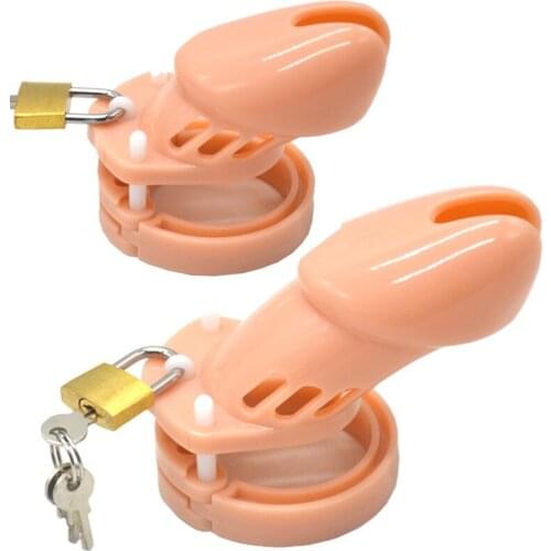Male Chastity Device Cock Cages Male Plastic Chastity Cage Bondage Penis Sleeve Cage with 5 Extra Penis Rings for Men G7-3-20
