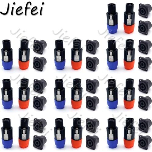 20set 4 Poles NL4FC Speakon Male Plug+4 Pin Powercon Female Panel Mount Professional Power Plug Jack Socket Connector