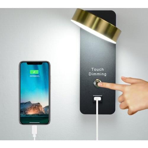 Indoor Wall Lamps With Switch And USB Interface Fashion LED Dimming Wall Lights Fixture Corridor Aisle Beside Wall Sconce