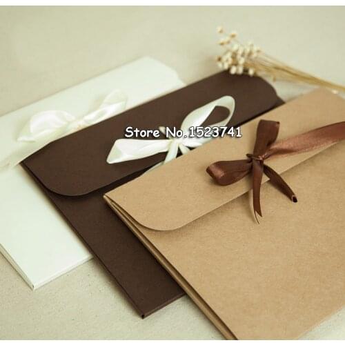 10pcs New 3 Color Envelope Kraft Paper Bags Diy Collect Files Use As Gift Love Letter Packaging High Quality 24*18*0.7cm
