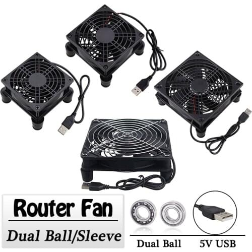 Gdstime 5V USB Router Fan 80mm 92mm 120mm 140mm DIY TV Box Ball/Sleeve Cooler W/Controller & Protective Net Desktop Cooling Fan