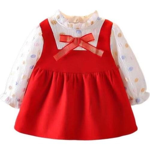 2021 Autumn Winter Baby Dresses for Girls Cute Dot Long Sleeve Princess Dress Infant Baby Girl Clothing Toddler Girl Clothes