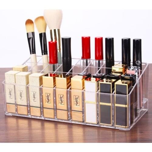 Plastic 36 Slots Lipstick Organizer Transparent Lip Gross Storage Box Large Capacity Makeup Organizer Cosmetic Lipstick Holder
