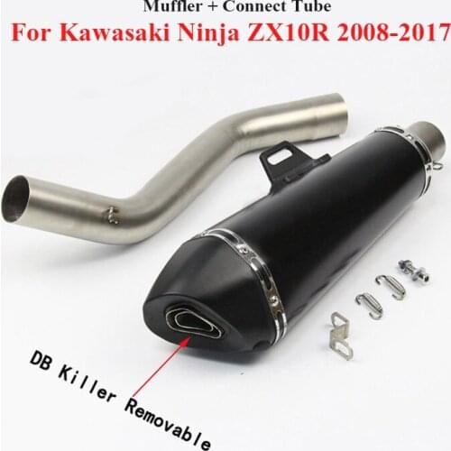 Motorcycle Exhaust System Connection Link Pipe Muffler Baffles Silencer Escape for Kawasaki Ninja ZX10R 2008-2020