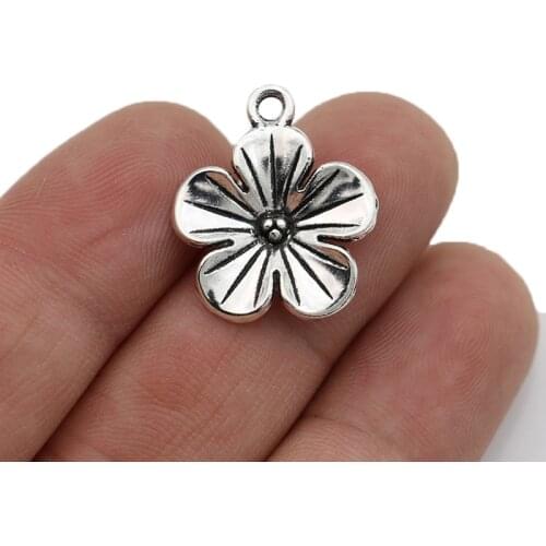 JAKONGO Flower Charm Pendants for Jewelry Making Bracelet DIY Accessories 23x20mm 10pcs