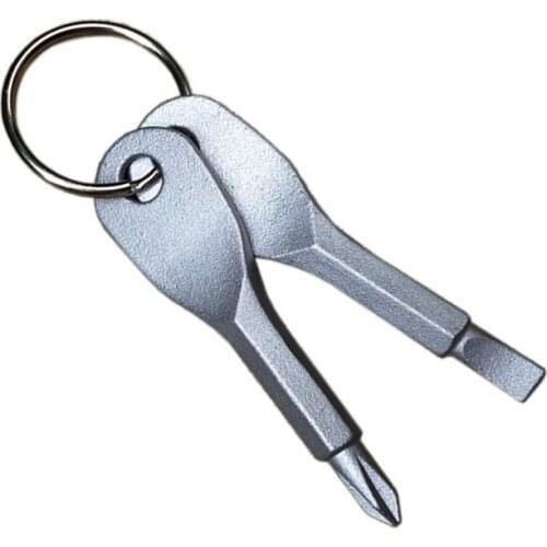 Outdoor EDC Portable Multifunctional Tool Slotted Screwdriver with Key Ring Keychain Cross Head Flathead Screwdriver