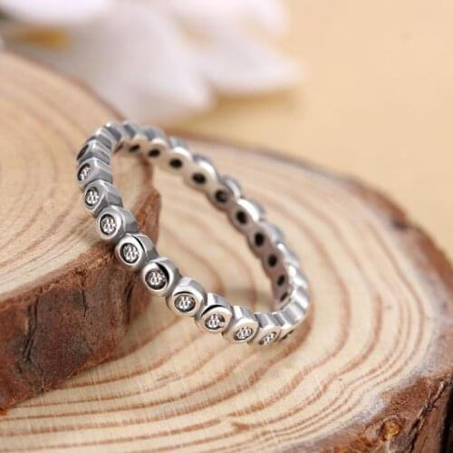 Simple Fashion Personality Silver-plated Finger Ring with Clear CZ Original Brand Rings for Women Jewelry Party Gift