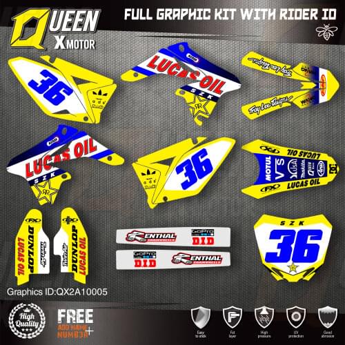 Queen X MOTOR Custom Team Graphics Decals Stickers Kit For SUZUKI Decal 2010-2018 RMZ250 005