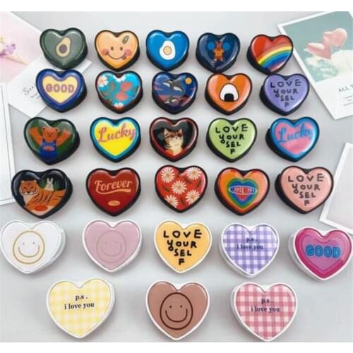 Heart Cartoon Cat Bear Expanding Stand Mount Phone Socket Fold Mobile Smartphones Pocket Desktop Bracket Phone Stand Holder