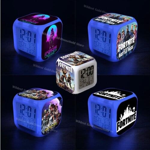 Child Fortnite Alarm Clock Digital Luminous LED Clocks Fort Night Kids Desk Mini Anime Figure Wall Home Decor Living Room Gifts
