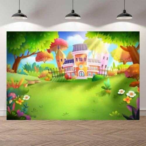 Seekpro Nature Fairy Tale Spring Grassland Cartoon Trees Happy Easter Party Professional Studio Photography Backdrop Background