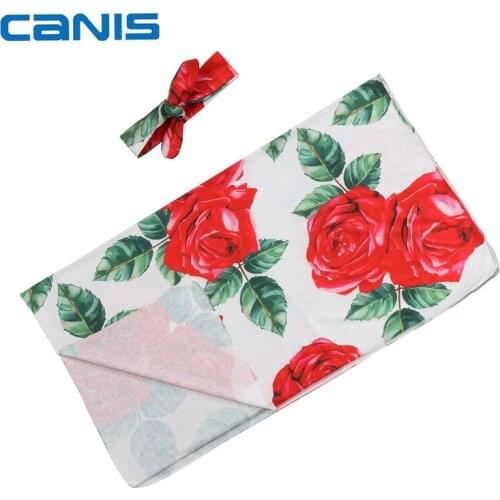 Newborn Baby Sleeping Bag Soft Baby Swaddle Blanket Headband 2pcs Cotton Floral Print Bedding Baby Boys Girls Clothes Outfits