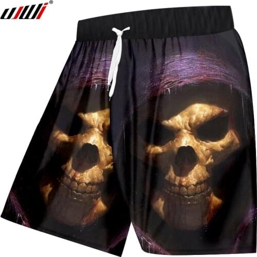 UJWI 3D Print Skull Shorts Boardshorts Homme Workout Exercise Boxers Trousers Quick Dry Beach Shorts 5XLSummer Cool Grim Reaper
