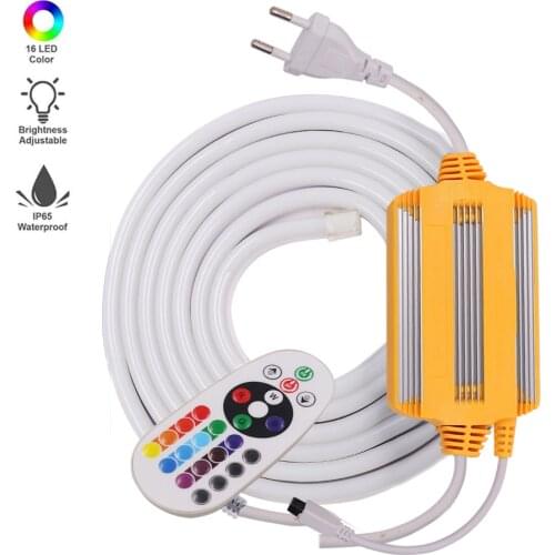 Waterproof Neon Light Sign EU 220V LED Strip Flex Neon Rope Light Remote Control SMD5050 Ribbon Tape 2835 120Leds/m Neon Tube