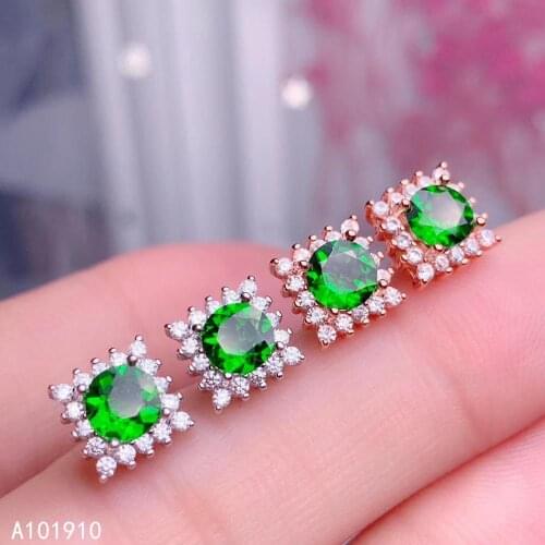 KJJEAXCMY boutique jewelry 925 sterling silver inlaid natural Diopside gemstone female earrings support detection luxurious