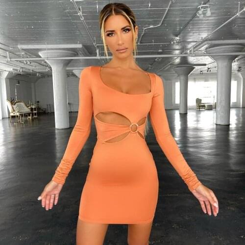 Wsevypo Women Long Sleeve Wrap Short Bodycon Dress Solid Color Office Lady Square Collar Hollow Out Waist Mini Dress Autumn