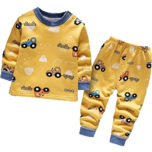 2020 Winter Baby Boys Thicken Pajama Sets Boys Girls Cartoon Warm T-Shirt Pants Suits Autumn Baby Kids Warm Sleeping Clothes Set
