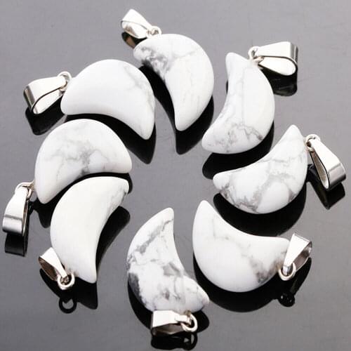 1pcs White Turquoise Natural Stone mixed Moon Shape charms Pendants