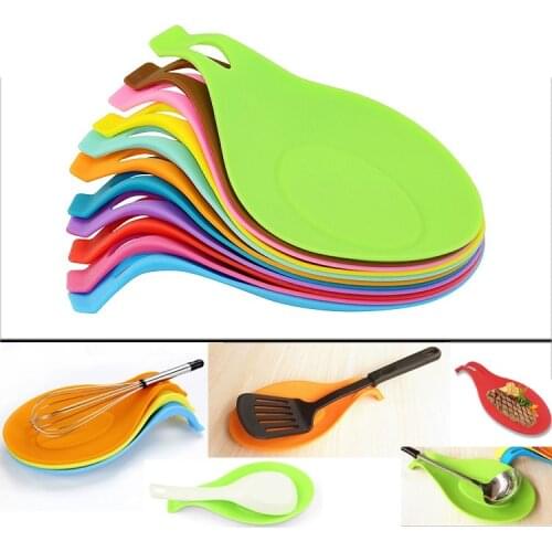 1pc Silicone Food Grade Spoon Mat Silicone Heat Resistant Placemat Tray Spoon Pad Drink Glass Coaster Hot Sale Kitchen Tool