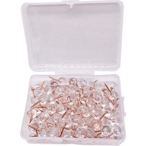 100 Pieces Creative Transparent Color Pushpins Rose Gold Pin Tacks Push-pin Wall Nails Office School|Metal Map Tacks Push Pins